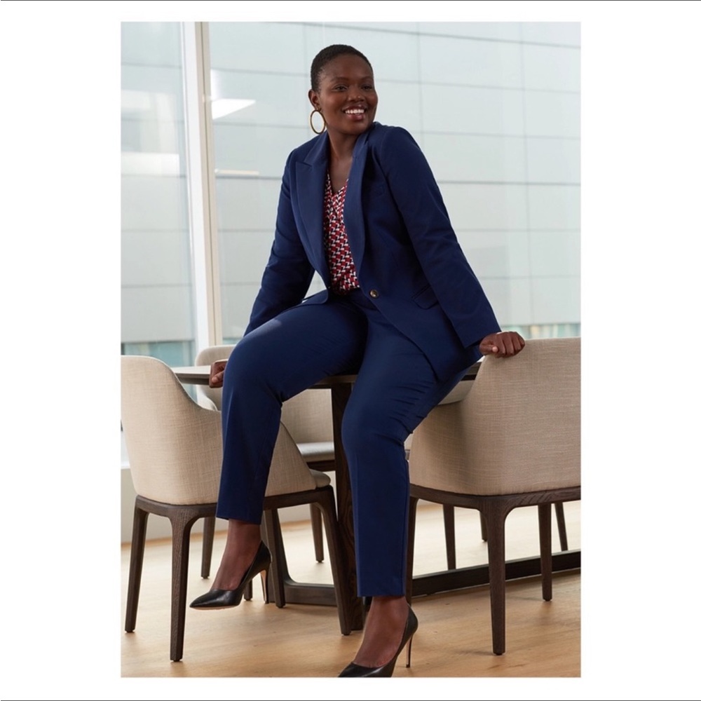 Eloquii Premiere Blue One Button Career Blazer Jacket Size 14 - Picture 4 of 15